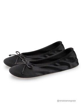 Womens Ballerina House Slippers Memory Foam Satin Bow Indoor